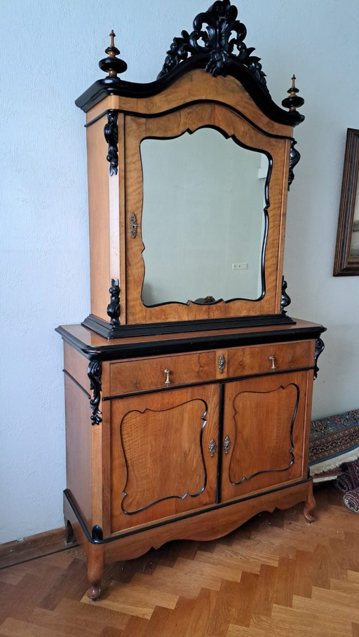 antique sideboard with mirror structure