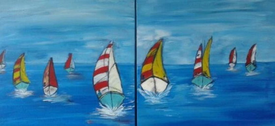 Image 1 of 2 paintings "sailing"