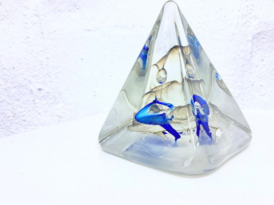Image 1 of Signed glass paperweight by Pavel Molnar, pyramid shape, 1970s/80s