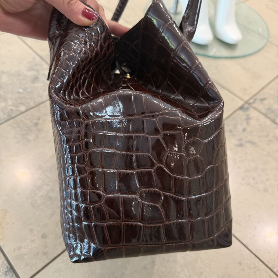 Sac à main italien élégant en cuir véritable aspect crocodile – fabriqué en Italie – comme neuf – Sacs a main (photo 7 of 9)