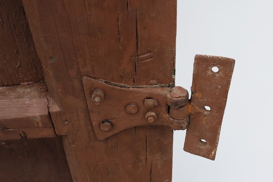 Image 1 of Grote 17e-eeuwse kloosterdeuren in terracotta gelakt eikenhout, Portugal