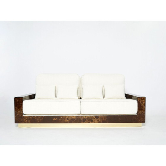 Image 1 of Vintage brass and woolen curly sofa by Jansen, 1970