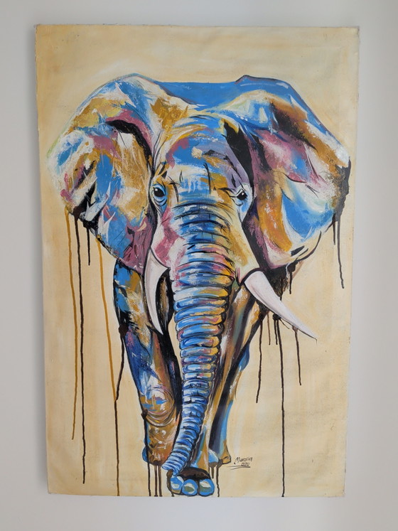 Image 1 of Painting of colorful elephant