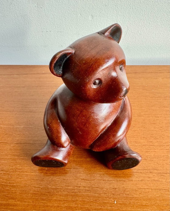 Image 1 of Vintage houten teddybeer