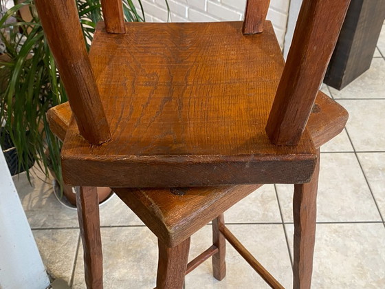 Image 1 of Set di 3 sgabelli alti da bar in legno massello, realizzati artigianalmente, 50