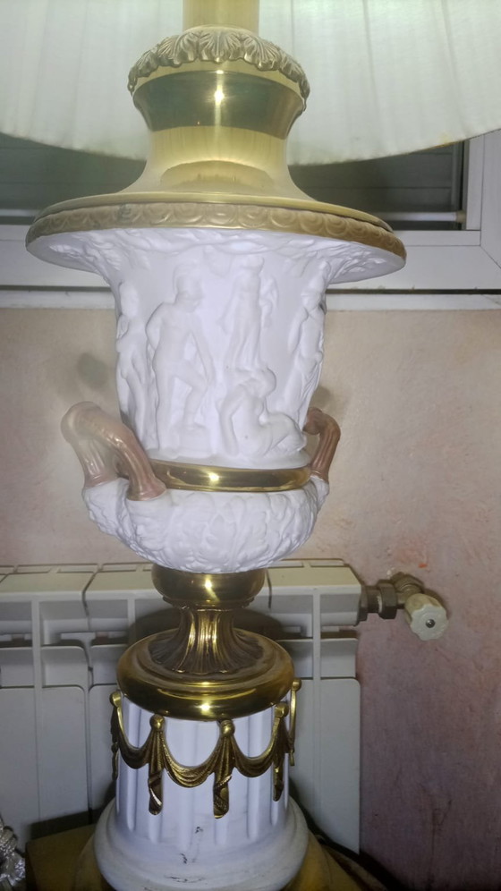 🏛️ Grande Lampada Vintage Classica Bianca e Dorata – Pezzo Decorativo – Lampade da tavolo, Ceramic, Porcelain (photo 5 of 8)