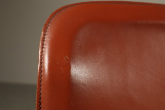 Image 1 of Set of six leather cantilever dining chairs by Willy Rizzo for Cidue, Italy 1970s