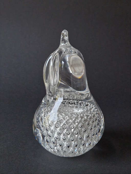 FM Konstglas - Solid Pear With Silver Dust - Glass Art