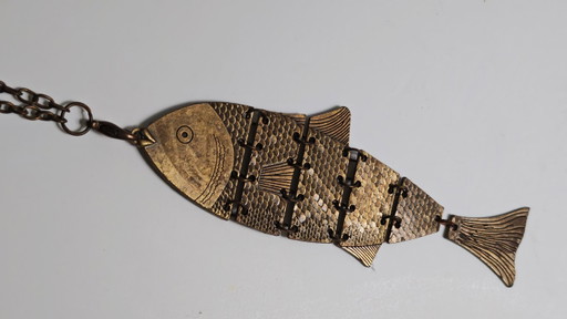 Vintage bronze fish necklace vintage