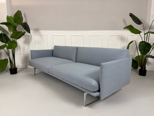 2x Muuto Outline model sofa, 3-seater, blue fabric