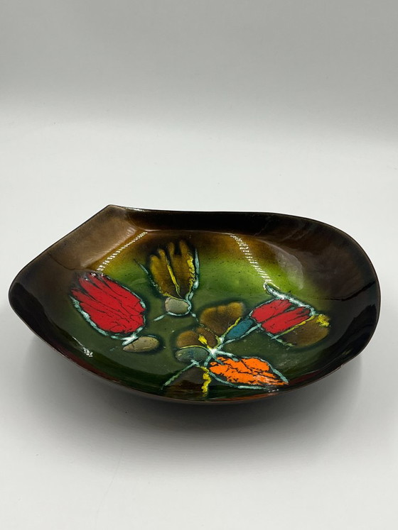 Large Laurana copper art bowl by Bastianelli, Decorative Objects, Green, Mid Century Modern (photo 2 of 13)