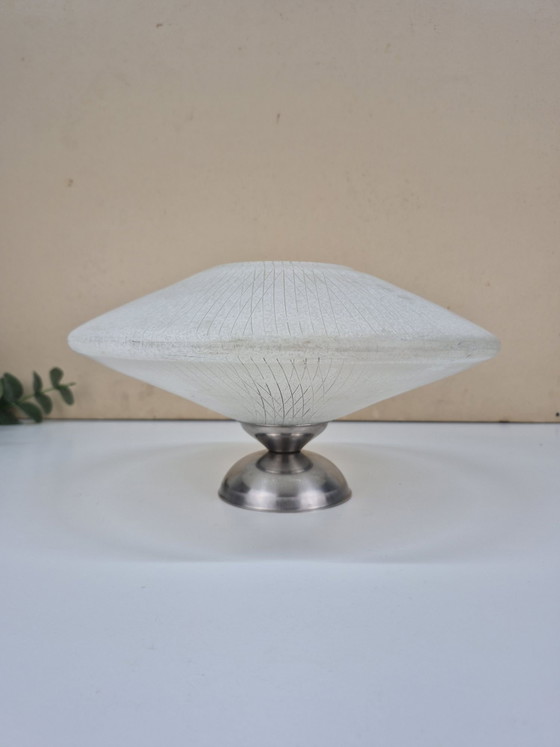 Lampada da tavolo UFO vintage. Stile Space Age anni '70., Lampade da tavolo, Alluminio, Vetro, Argentato (foto 3 di 12)