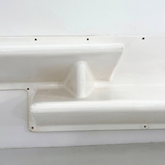 Image 1 of Grande parete attrezzata in fibra di vetro in stile spaziale con scrivania e panca o scaffali, anni '70