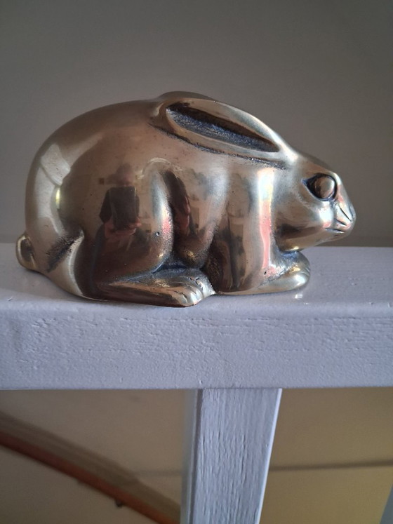Image 1 of Vintage messing konijn, Hollywood Regency stijl.