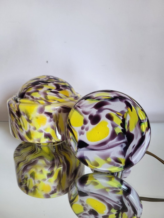 Image 1 of Lampe de table Art déco en verre opalin multicolore, Verreries de Scailmont, Henri Heemskerk, Belgique,années 1930