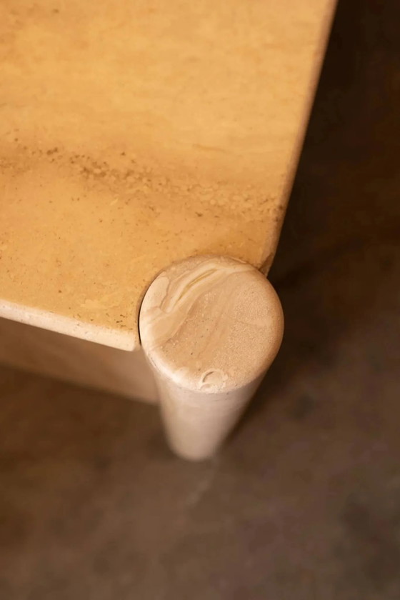 Vintage Italian coffee table in travertine - 1980s (photo 7 of 11)