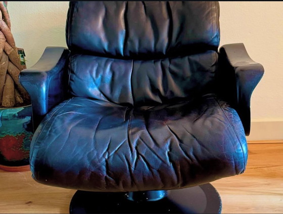 Image 1 of Black Saturn lounge chair designed by Yrjö Kukkapuro for Haimi Finland.