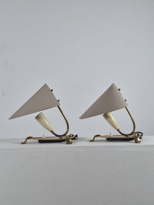 Pair of vintage mid century wall lamps bedside lamps brass 