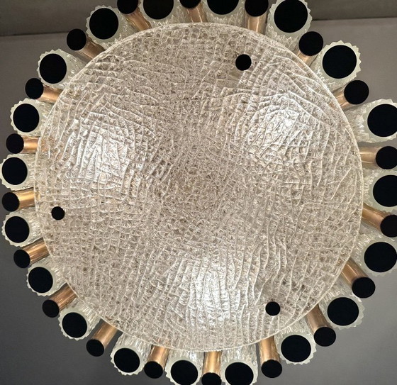 Vintage Kaiser Leuchten Chandelier – Glass, Brass (photo 9 of 12)
