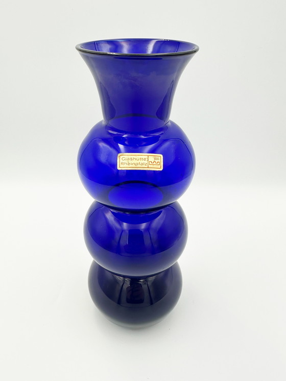 Image 1 of Mouth-blown Glass Vase Glashütte Rheinpfalz