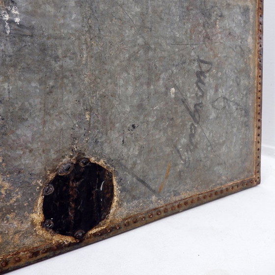 Image 1 of Old galvanized and riveted copper tank - Industrial coffee table