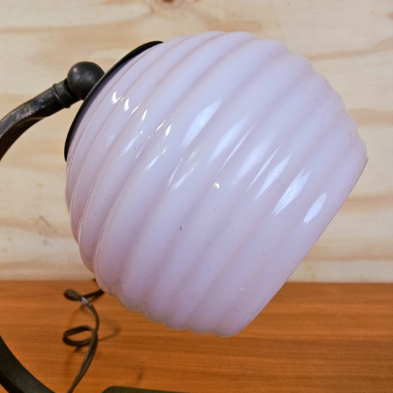 Image 1 of Lampe de bureau Art Déco en bronze antique (années 1930) Veilleuse Art Déco (tête orientable)