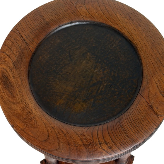Antico - Sgabello da Pianoforte in Legno / Sedia - Montato Su Base Girevole - Sedile in Pelle – Sgabelli, Wood (photo 5 of 5)