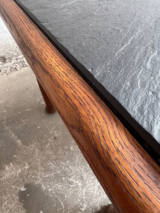 Image 1 of Vintage Oak Coffee Table with Slate Top  