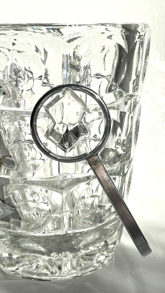 Image 1 of SEAU à Glace Cristal Ciselé et PINCE Vintage