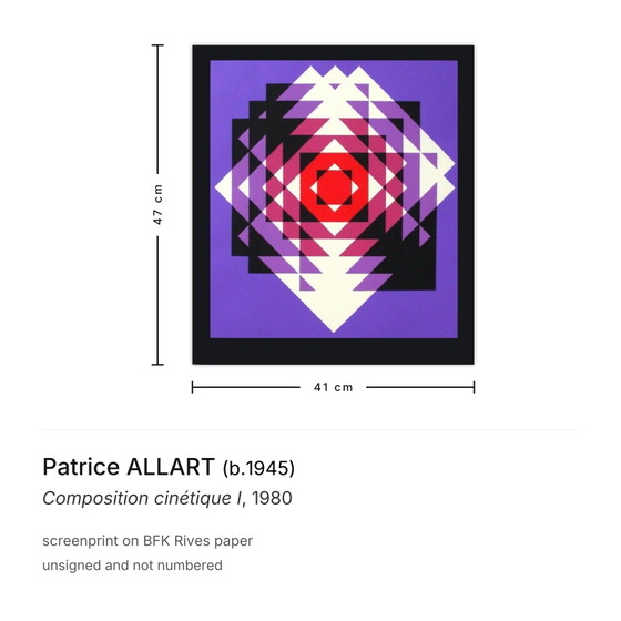 Patrice Allart Screenprint Composition Cinétique I 1980 – Lithographs & prints, Paper (photo 3 of 5)