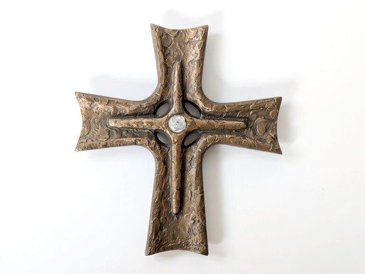 Midcentury Brutalist Bronze Crucifix | Artist Signed