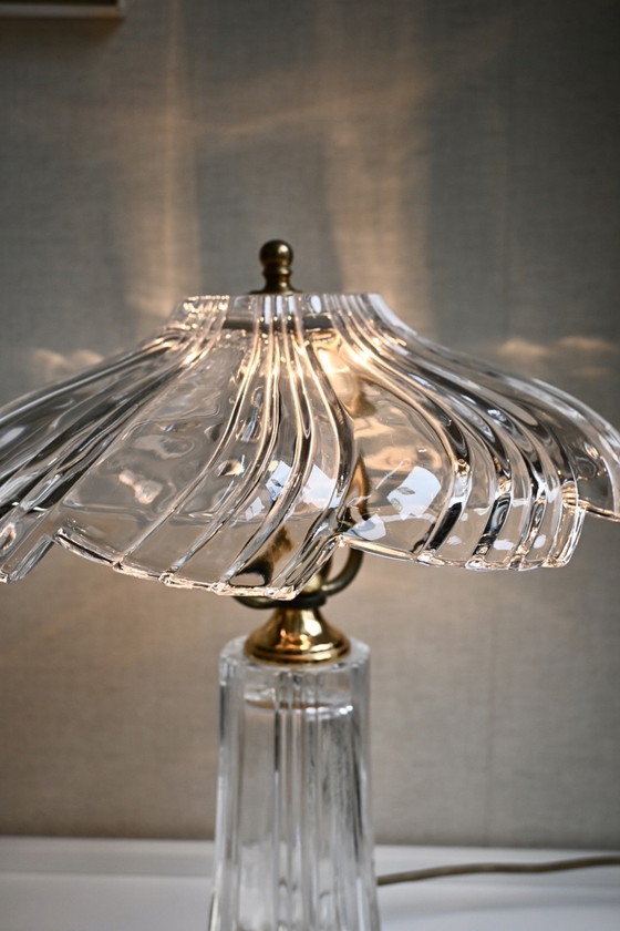 Image 1 of French crystal table lamp in the style of Cofrac Art Verrier