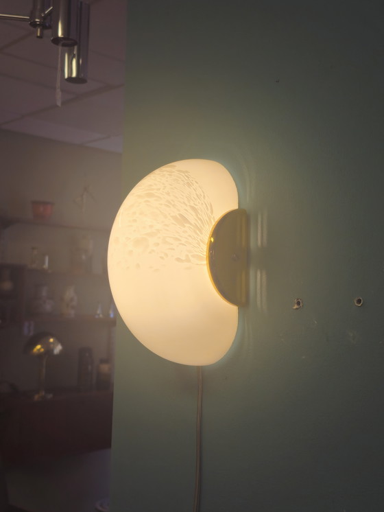 Image 1 of Vintage Murano Wandlamp Plafondlamp Plafonnière Messing Glas