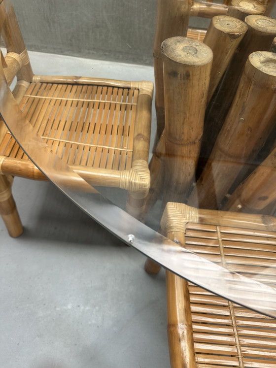 Ensemble de salle à manger bohème vintage en bambou – Salles à manger complètes, Bamboo, Glass (photo 9 of 12)