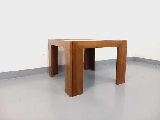 Image 1 of Vintage Italian square coffee table by Afra and Tobia Scarpa for Cassina in teak and walnut from the 60s 70s
