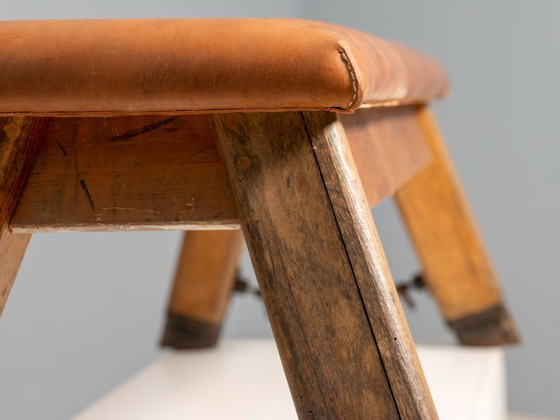 Image 1 of European Vintage Leather Gym Bench or Table, 1950s