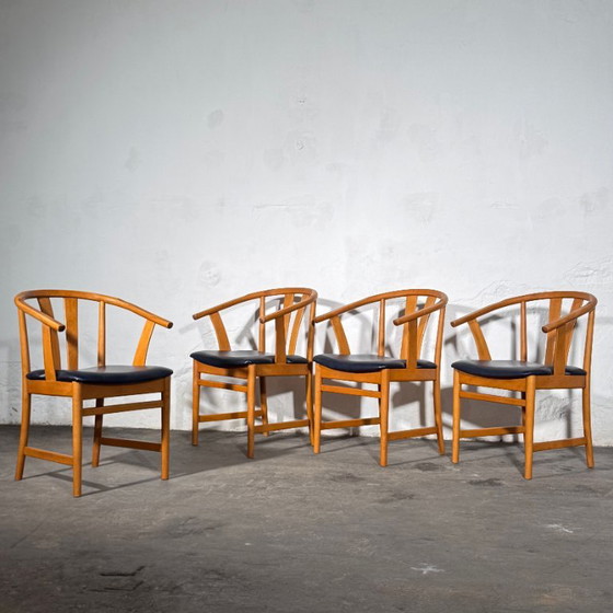 Set van 4 Carl-Ewert Ekström stoelen, blauwe lederen bekleding, jaren 70 – Fauteuils, Leather (photo 9 of 9)