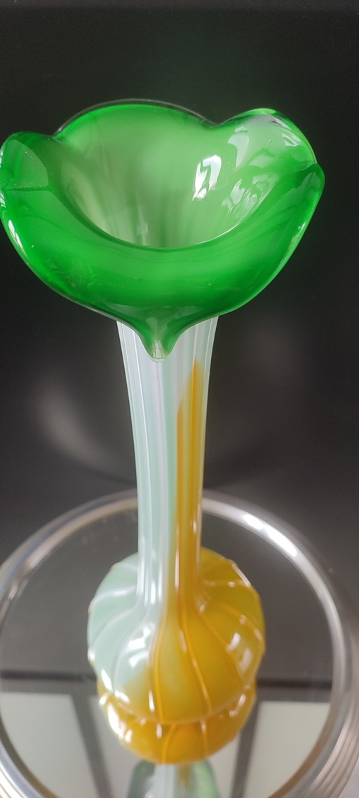 Large blown glass vase, artistic glassware from the 1970s.