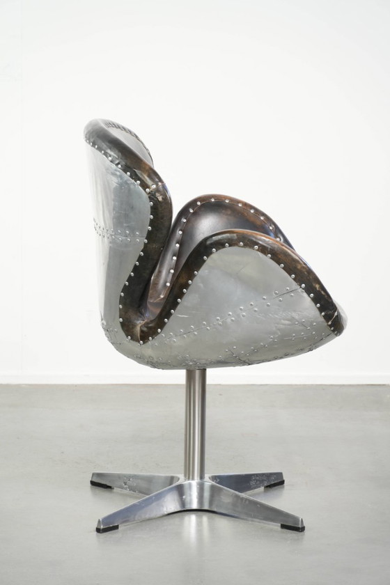 Unique Vintage Cowhide Leather Aviator Timothy Oulton Devon Spitfire Side Chair / Office Chair Finished with (photo 3 of 16)