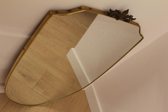 Gio Ponti Stil Mid Century Spiegel – Brass (photo 3 of 5)