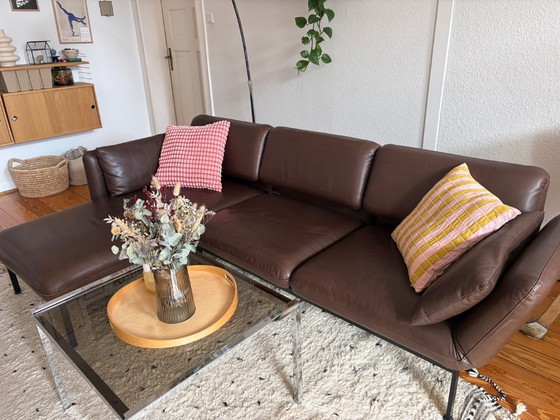 Image 1 of Brühl Roro Medium 3-Seater Leather Pearl Dark-Brown