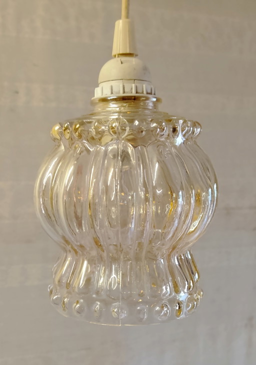 Molded Glass Globe Pendant Light - Mid-20th Century – hanglampen (photo 2 of 8)
