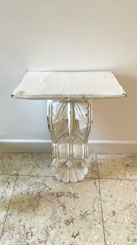 Patinated White Wall Console Shelf – Shelving unit, Wood (photo 5 of 35)