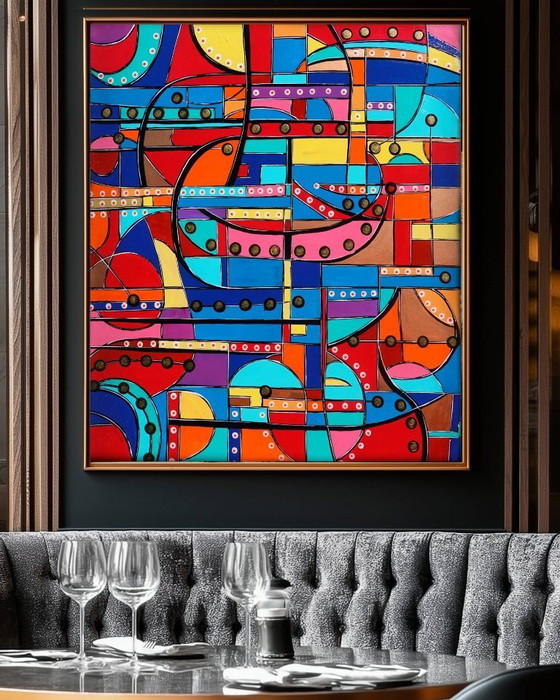 Image 1 of Cubism A1358 - abstract painting on XXL canvas