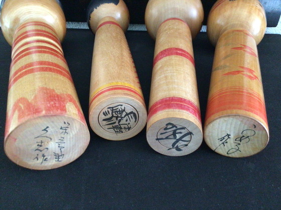Image 1 of Set di 4 Kokeshi giapponesi vintage
