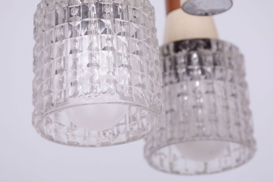 Lampadario restaurato di metà secolo, di Drukov, acciaio cromato, vetro, ceco, anni '70 – Glass, Metal (photo 4 of 11)