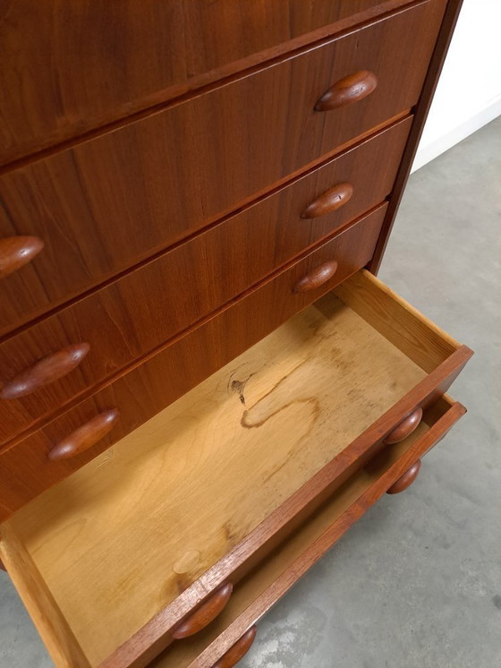 Image 1 of Cassettiera danese in teak con 6 cassetti e maniglie in legno