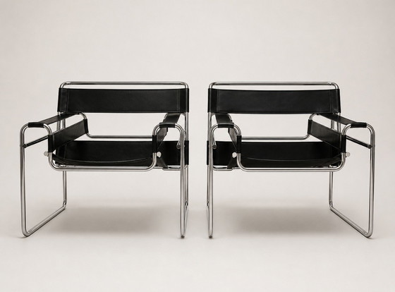 Image 1 of 2 Vintage Wassily Chairs by Marcel Breuer for Fasem, Italy, ca80s