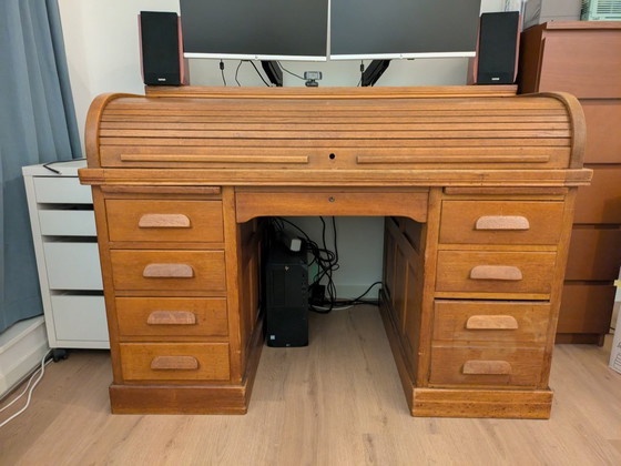 Image 1 of Antique oak wood Art Deco shutter desk