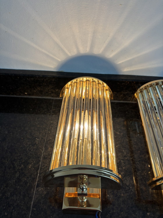 Vintage Set Hollywood Regency Wall lights Brass & Glass – Honsel Leuchten (photo 10 of 13)